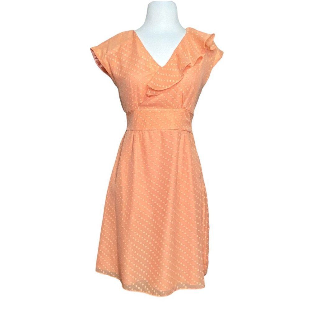Gianni Bini Peach Embossed Polka Dot Dress Size 0